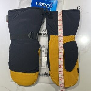OZERO Leather/Waterproof poly, Thinsulate Lining Snow Mitts Yellow/Black Size L